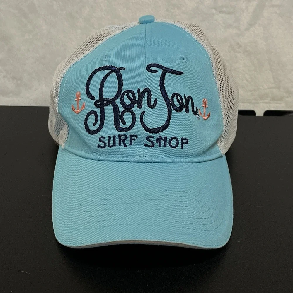 RON JON Surf Shop Women's Strapback Trucker Hat Cap ORANGE BEACH Teal Blue